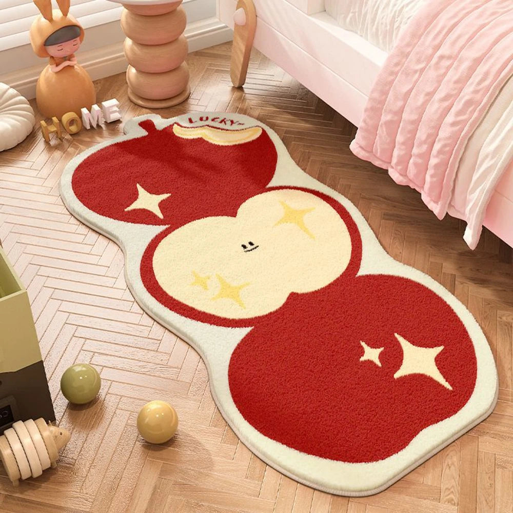 tapis polyester antidérapant imperméable motifs animaux floraux rouge rose vert noir blanc enfantin mignon