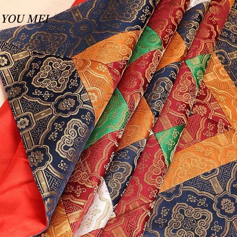 serviette table patchwork bleu marine rouge orange géométrique traditionnelle coton polyester hand made festive
