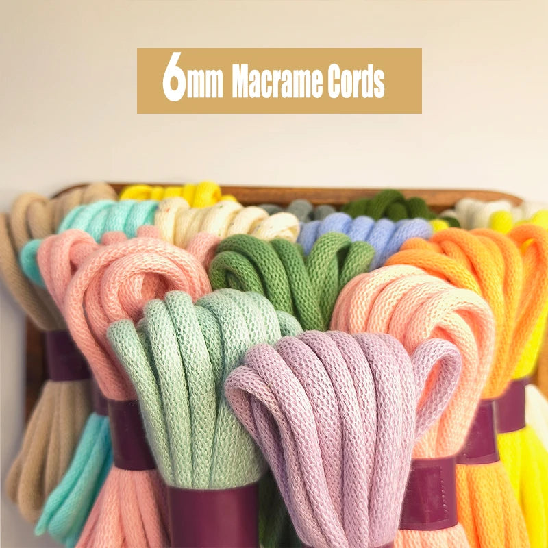 cordons macramé polyester 6mm bleu clair blanc vert rose jaune gris beige créatif artisanal
