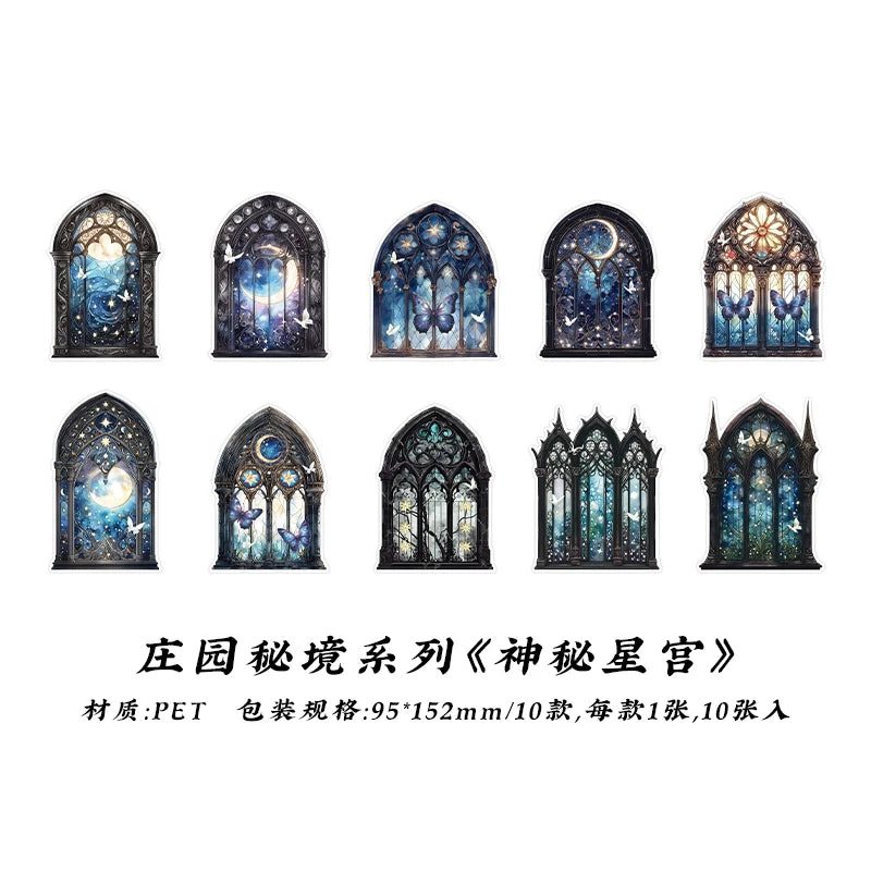 autocollants cartes postales vitraux gothiques motifs floraux animaux religieux art nouveau diy bricolage scrapbooking