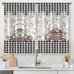 rideaux noirs blancs carreaux damier modernes transparents polyester cuisine décoration 24x59inch x2