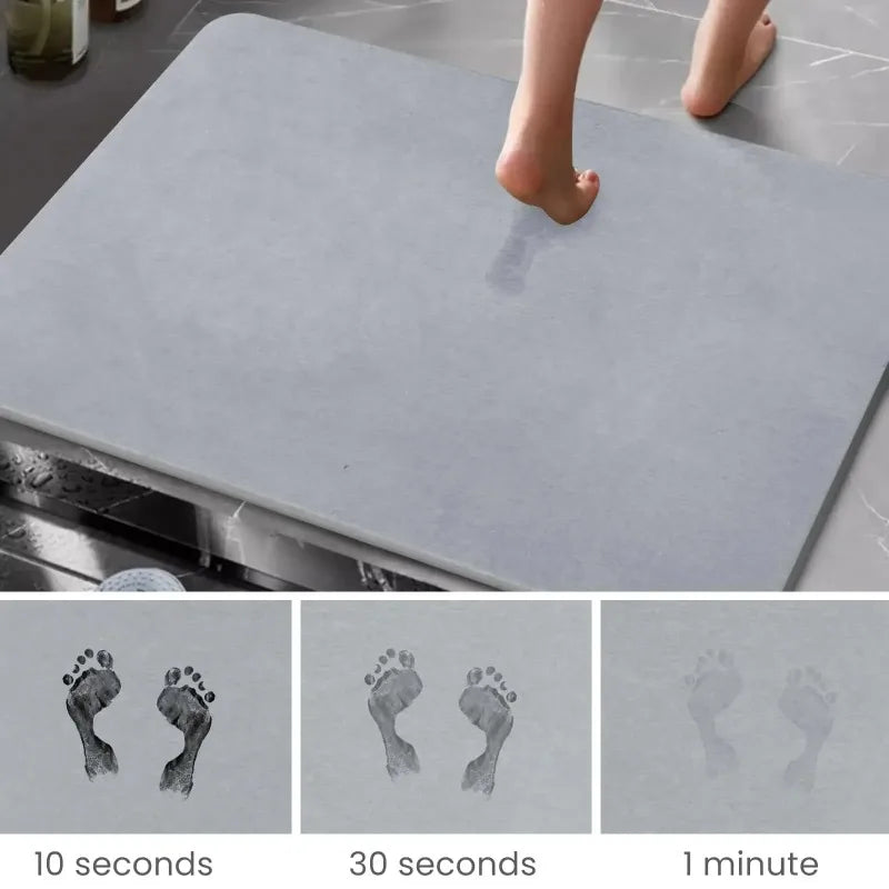 tapis bain diatomée absorbant rapide antidérapant moderne gris clair uni respectueux environnement