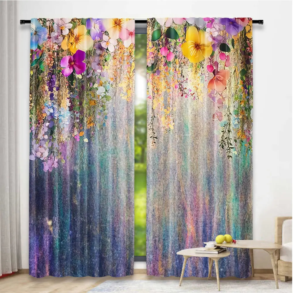 rideau floral multicolore opacité 100% polyester moderne 29x65in 41x90in 51x82in