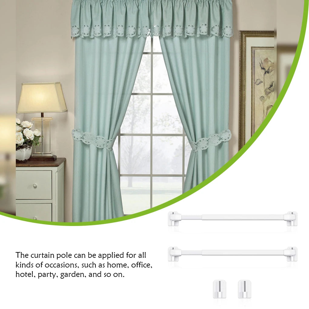 barre rideau ajustable blanc moderne tige plastique fixations 11.81inch 15.74inch tringle rideau sans visserie
