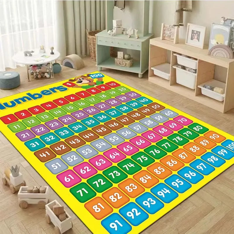 tapis éducatif moderne numéros 100 multicolore enfants salon extérieur commercialisable machine lavable