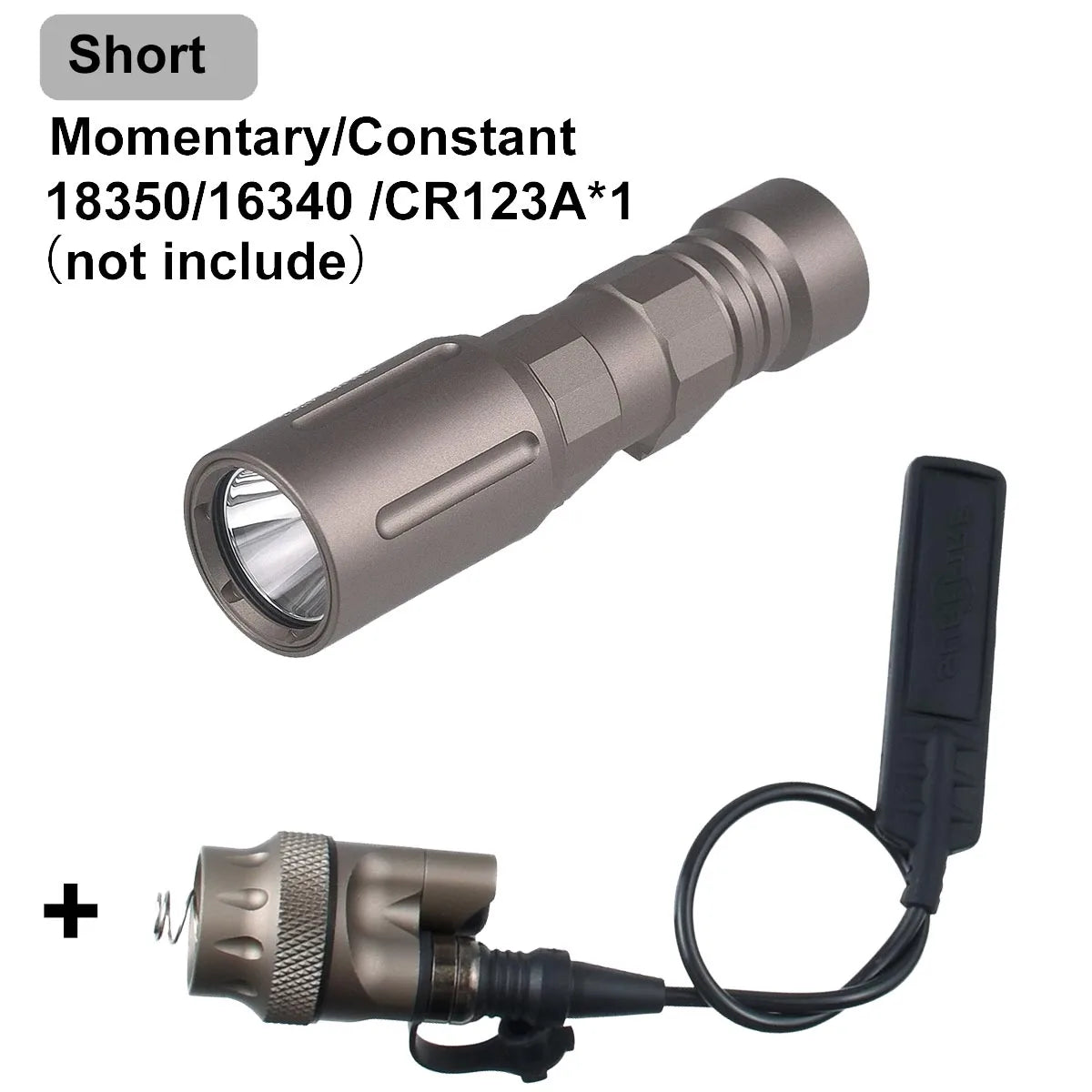 lampe torche led noire dorée texturée moderne 1300 lumens picatinny clip robuste