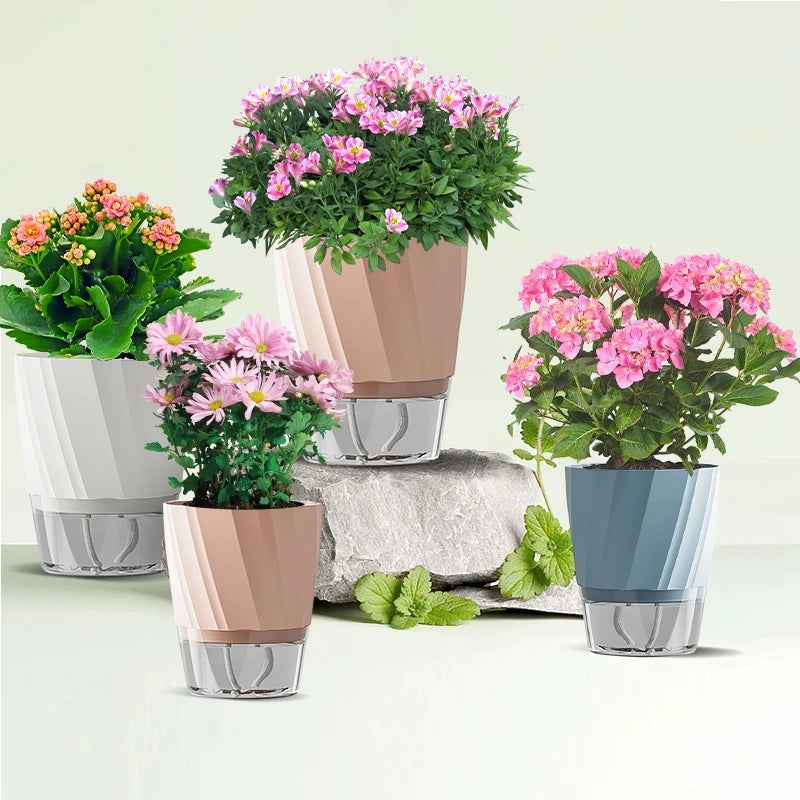 pots plante autoarrosants modernes blanc rose vert minimalistes grille tailles