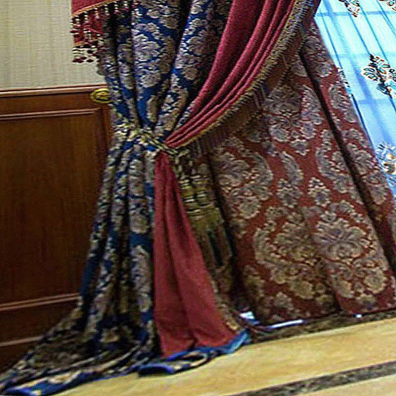 rideaux baroques opaques voilage transparent motifs floraux boucles apparentes salon chambre coucher