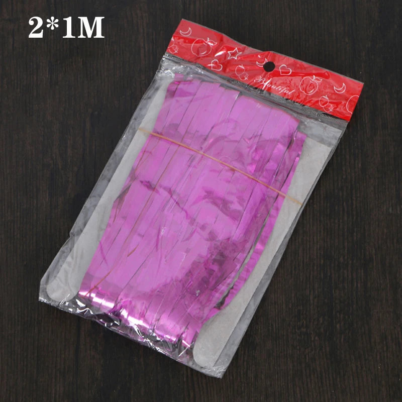 rideau festif pailleté franges rose gold noir violet rouge clips blancs HAPPY BIRTHDAY argentées