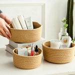 paniers rangement tissés main gris rose beige zigzag multiple opacité minimaliste réutilisable respectueux environnement