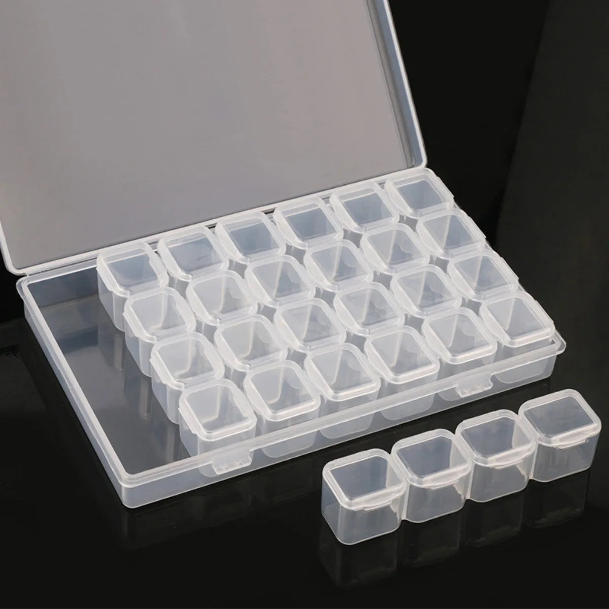 boîte rangement bijoux transparente clips compartiments breloques pendants modernes pratique plastique