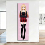 tapisserie animée carreaux rouge noir rose chambre otaku 2d tissu polyestère grande taille