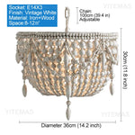 lustre vintage bois blanc suspension chambre salon bohème éclairage intérieur
