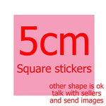 sticker personnalisable adhésif imperméable moderne blanc rose jaune vert bleu noir imprimé brillant 50pcs