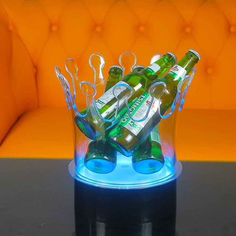 support bouteilles transparent moderne couronne led rechargeable bouteilles bière table bar champagne vin