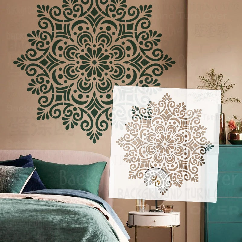 Stencil mural floral vert foncé stencil peinture murale artisanal décoration adhésif taille moyenne grande