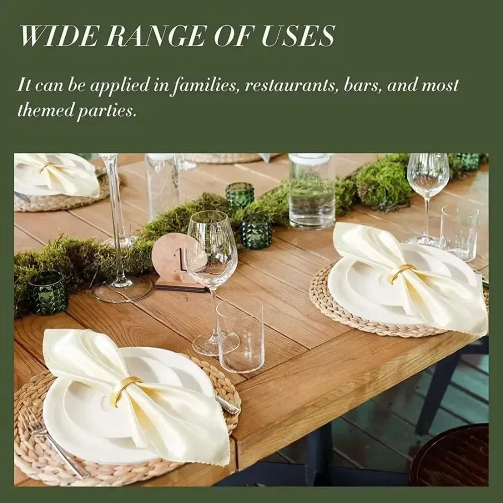 anneaux serviettes moderne doré lisse respectueux environnement set adhésif fourchette cuillère table