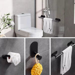 ensemble matériel salle bain noir mat porte serviettes adhésif moderne sans perçageversible fixe mur