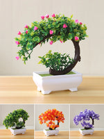 décoration extérieure bonsaï artificiel violet vert orange rose pot mousse tronc feuilles fleursextérieur exposition