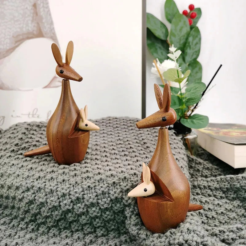 décoration murale statuette kangourou bois naturel moderne minimaliste mur opaque écolo artisanal chambre adulte