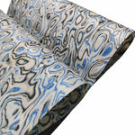 tapis décoratif moderne blanc cassé bleu noir veines abstrait 250cm 58cm 0.25mm