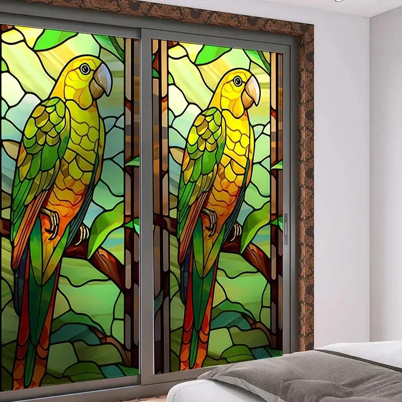 film verre statique décoratif oiseaux fleurs motifs opaques art déco nouveau instructions