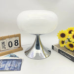 lampe table moderne verre opalescent couleurs vives vert orange rose jaune base métallique prise