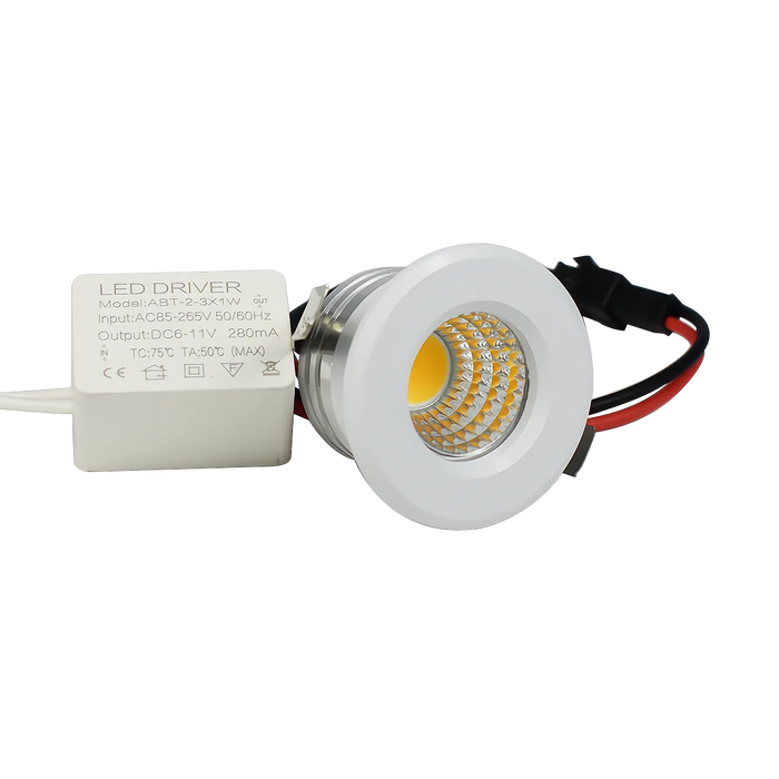 Spot LED moderne 3W 270lm dimmable noir blanc adaptateur câbles 29 30mm