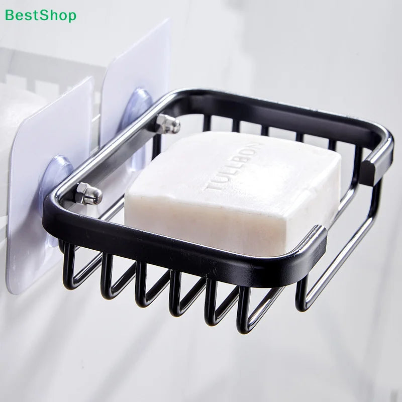 porte savon mural noir doré blanc moderne minimaliste grille adhésif salle bain