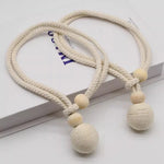 corde rideaux tressée beige rose noir moderne boules bois fixations rustique