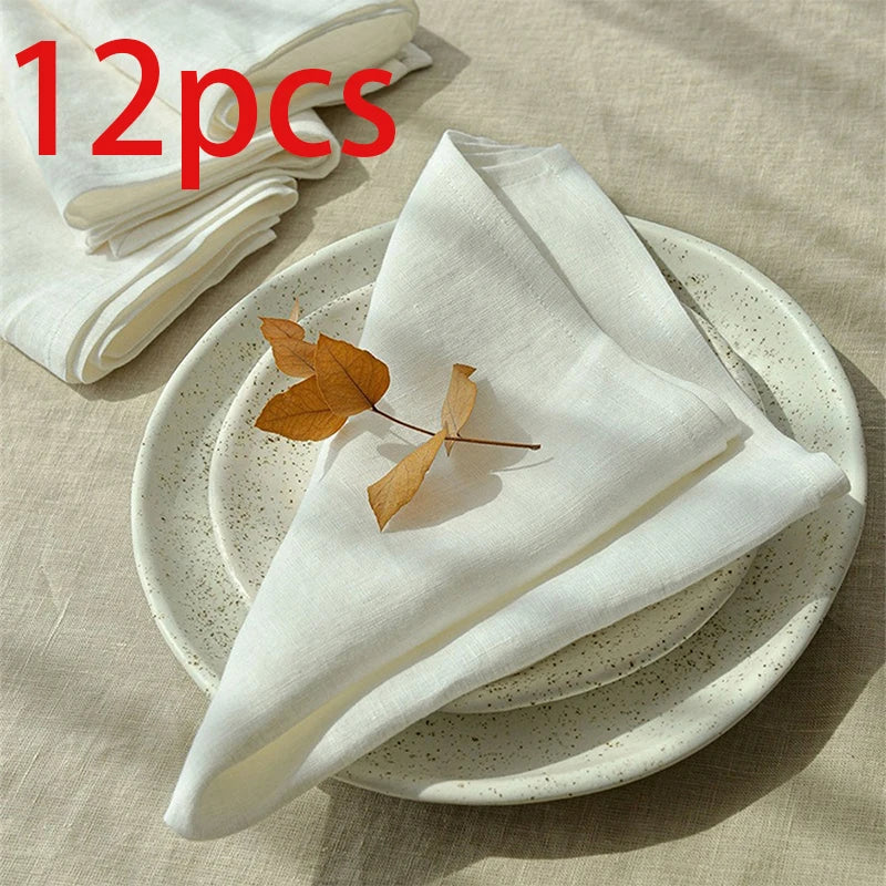 serviettes blancs minimaliste texture rugueuse ensemble 6pcs 12pcs 24pcs restaurant mariage