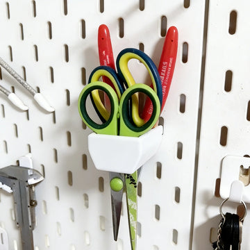 supports rangement mural stratifié blanc outils stockage industriels compartiments perforations ciseaux clés vert jaune