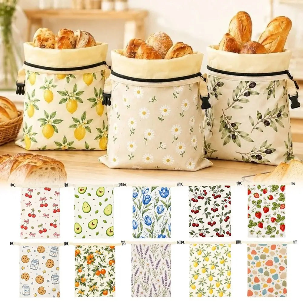 sac rangement multi usages tissu motifs floraux moderne beige jaune vert blanc boucle zip