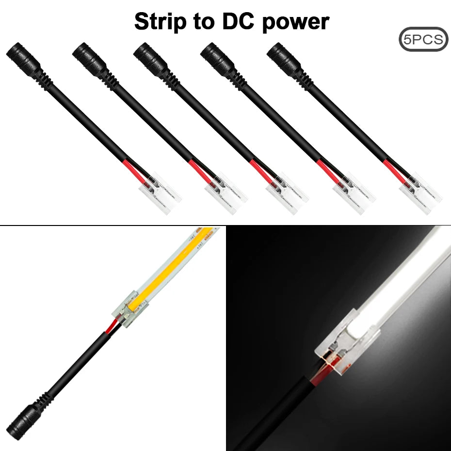 connecteur ruban led cob droit angle transparent pin pin pin 12v