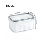 organisateur réfrigérateur paniers blanc perforations noires transparents moderne poignées détachables 850ml 1750ml 3300ml
