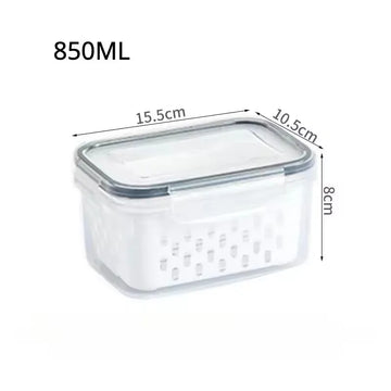 organisateur réfrigérateur paniers blanc perforations noires transparents moderne poignées détachables 850ml 1750ml 3300ml