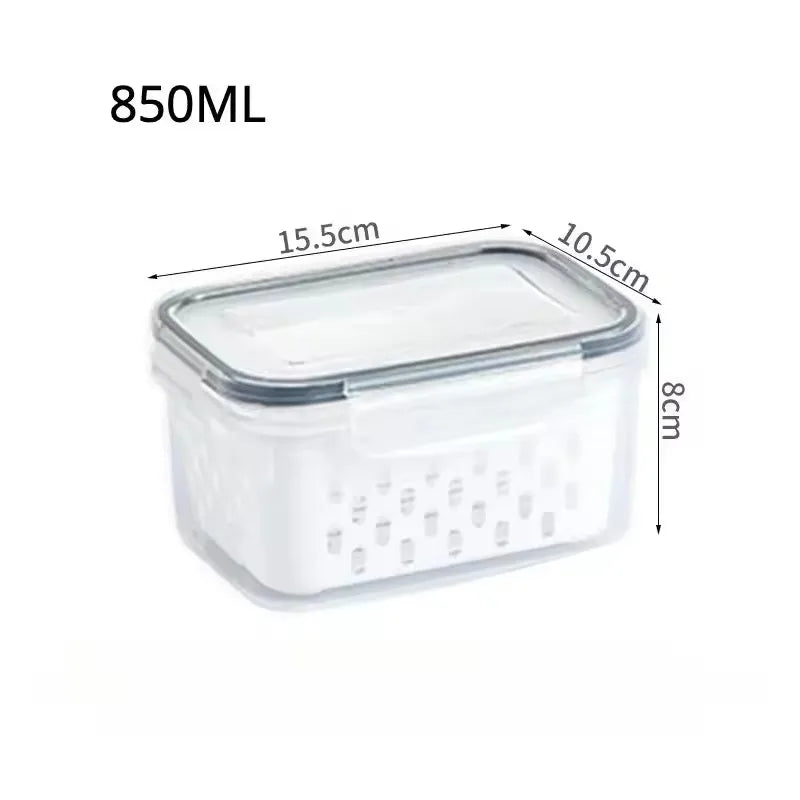 organisateur réfrigérateur paniers blanc perforations noires transparents moderne poignées détachables 850ml 1750ml 3300ml