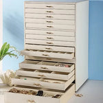 coffret bijoux moderne simili cuir noir blanc vert compartiments poignées dorées stockage sécurité