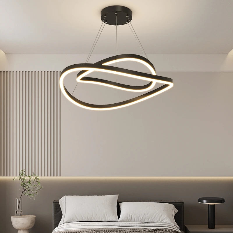 suspension lumineuse led moderne forme géométrique blanc noir minimaliste