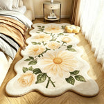 tapis pastoral rose fleurs blanches classique floral salon chambre nordique polyeste