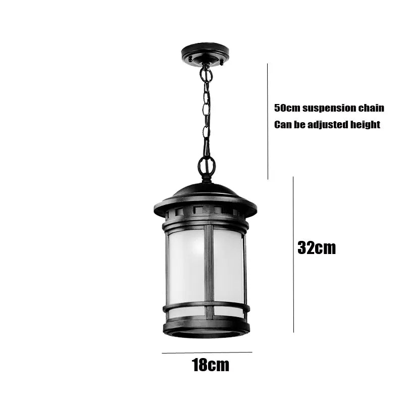 lanterne suspendue bronze noir classique rustique finition vieillie opacité chambre salon étanche pendentif chaîne