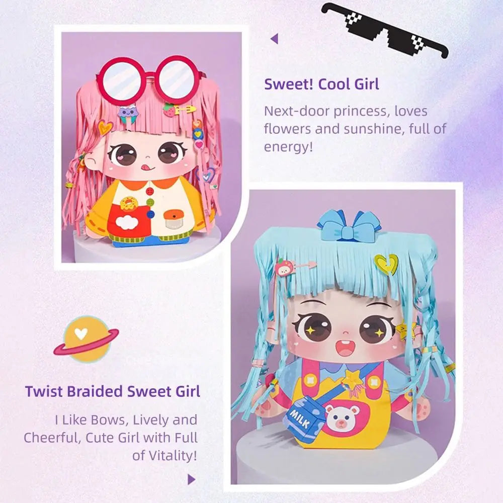 accessoires coiffure poupées décoratives motifs floraux coeurs lunettes 3d multicolore adhésif diy enfants cartoonaux