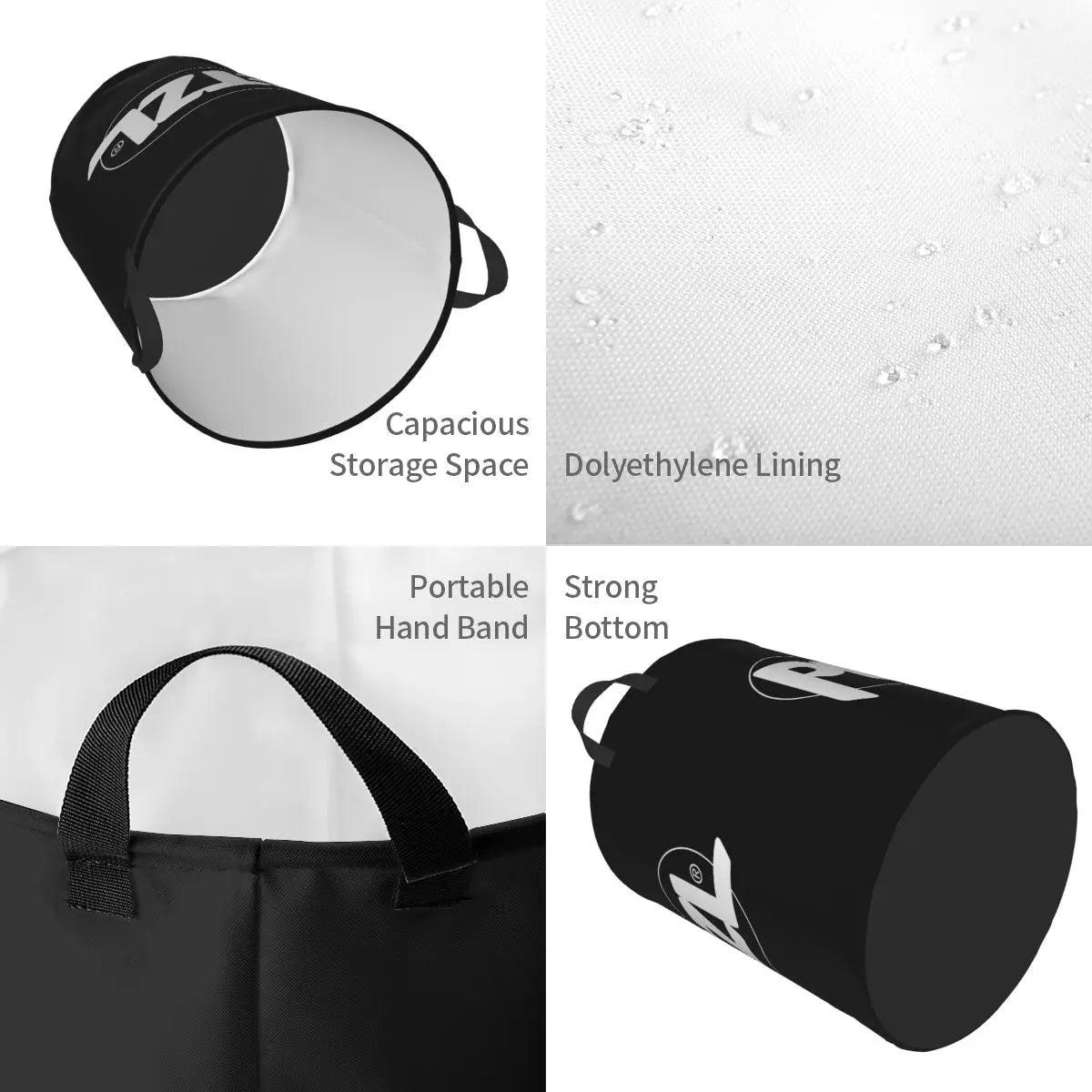 panier linge pliable polyester noir blanc logo petzl utilitaire décontracté chambre cuisine jouet livre.storage