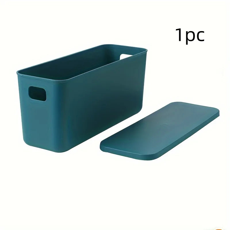 boîtes rangement plastique blanc orange rose vert bleu jaune moderne poignées couvercle