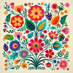 kit broderie point croix motifs floraux colorés toile imprimée aiguilles fils schéma guide technique