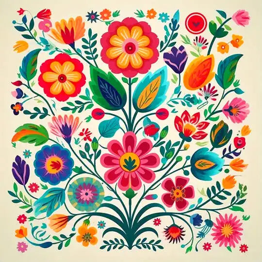 kit broderie point croix motifs floraux colorés toile imprimée aiguilles fils schéma guide technique