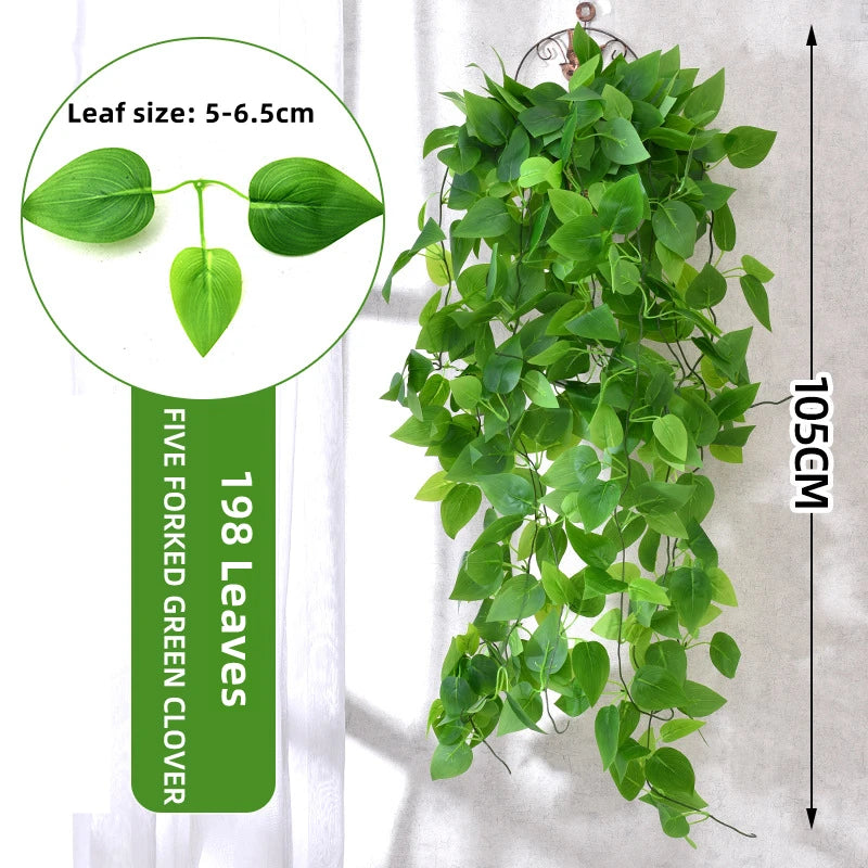 plante artificielle feuilles vertes brillantes moderne 105cm accroches extérieur décoration verte vigne intérieureextérieur