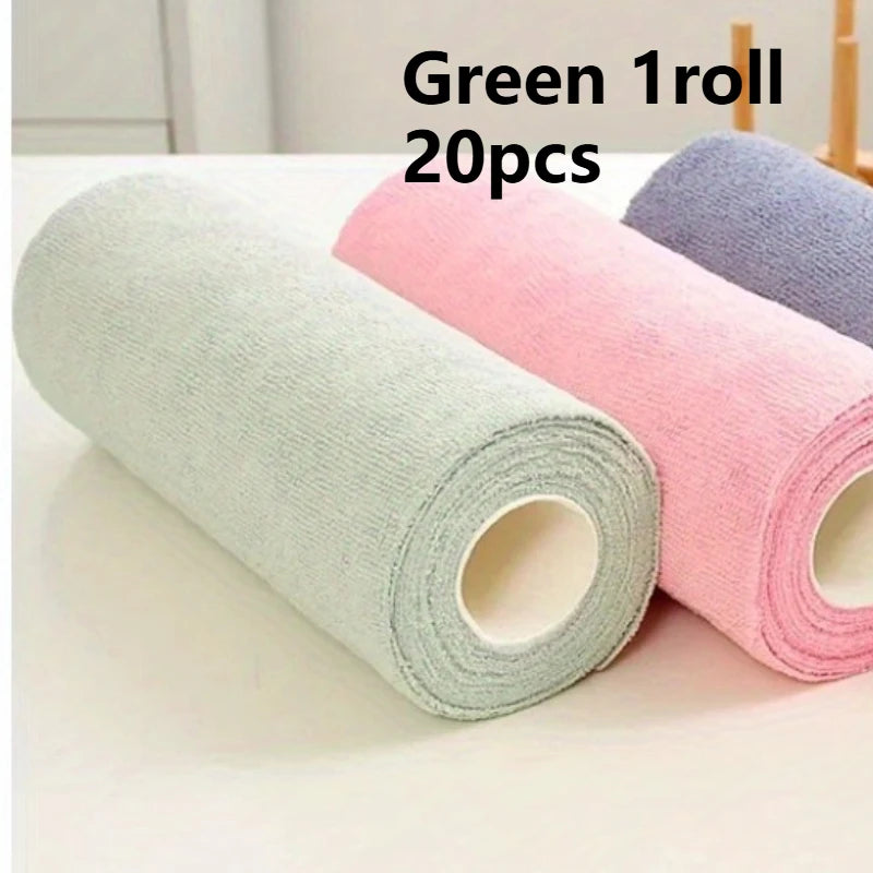 serviettes cuisine microfibre rose clair douces absorbantes modernes pratiques 20 pièces rouleau