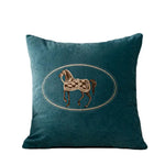coussins brodés cheval moderne taie d'oreiller polyester coton respectueux environnement vert rose jaune bleu