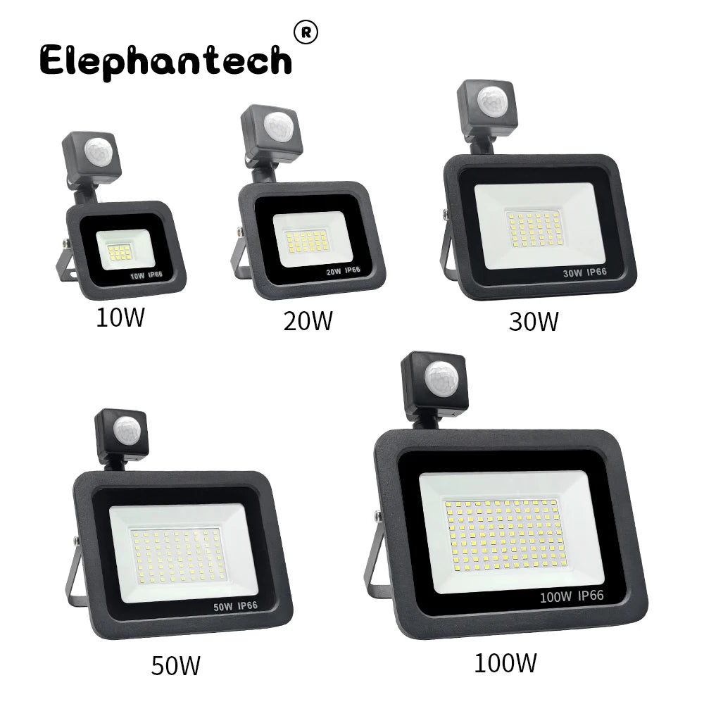projecteur led extérieur détecteur mouvement bras articulé noir moderne 220v 100w 20w